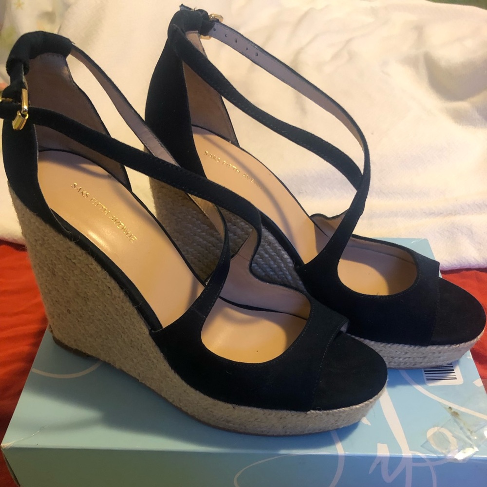 Wedge sandals navy blue